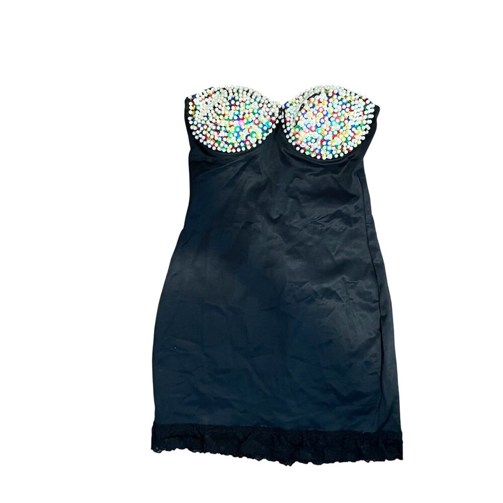 Dare To Wear black embellished corset dress beaded mini padded underwire 36 B/C